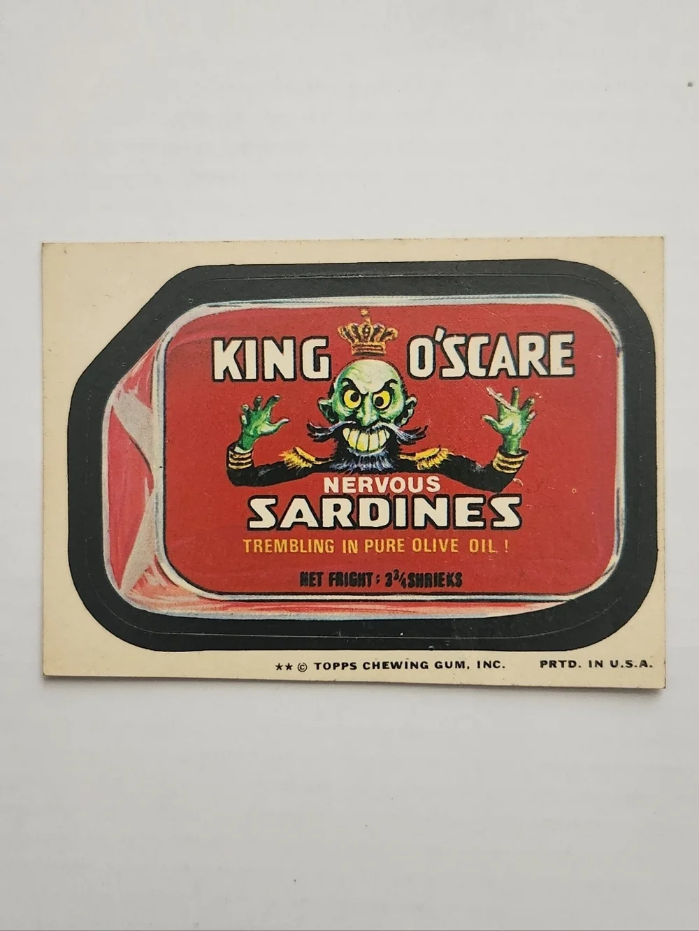 👻1974 Wacky Packages Series 11 - King O'Scare Nervous Sardines collectible 👻✨